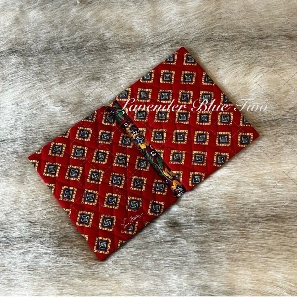 Vintage VERA BRADLEY Villa Red Photo Frame Blue Double Sided Stand Alone 2004